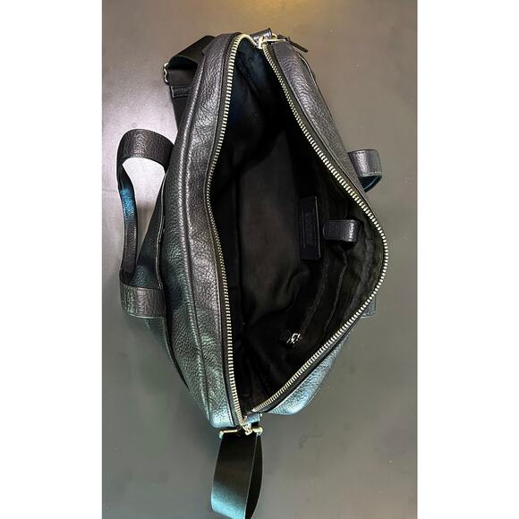 Coach Grey Charcoal Pebbled Leather Luxury Laptop Briefcase Bag - Picture 5 of 11